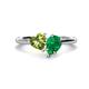 1 - Sasha Heart Shape Peridot & Pear Shape Lab Created Emerald 2 Stone Duo Ring 