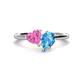 1 - Sasha Heart Shape Lab Created Pink Sapphire & Pear Shape Blue Topaz 2 Stone Duo Ring 