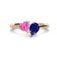 1 - Sasha Heart & Pear Shape Created Pink Sapphire & Created Blue Sapphire 2 Stone Duo Ring 