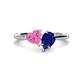1 - Sasha Heart & Pear Shape Created Pink Sapphire & Created Blue Sapphire 2 Stone Duo Ring 