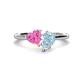 1 - Sasha Heart Shape Lab Created Pink Sapphire & Pear Shape Aquamarine 2 Stone Duo Ring 