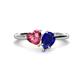 1 - Sasha Heart Shape Pink Tourmaline & Pear Shape Lab Created Blue Sapphire 2 Stone Duo Ring 