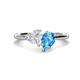1 - Sasha Heart Shape Lab Created White Sapphire & Pear Shape Blue Topaz 2 Stone Duo Ring 