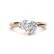 1 - Sasha GIA Certified Pear Shape Diamond & Heart Shape Lab Created White Sapphire 2 Stone Duo Ring 