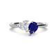 1 - Sasha Heart & Pear Shape Created White Sapphire & Created Blue Sapphire 2 Stone Duo Ring 