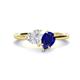 1 - Sasha Heart & Pear Shape Created White Sapphire & Created Blue Sapphire 2 Stone Duo Ring 