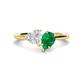 1 - Sasha Heart & Pear Shape Created White Sapphire & Created Emerald 2 Stone Duo Ring 