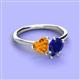 3 - Sasha Heart Shape Citrine & Pear Shape Lab Created Blue Sapphire 2 Stone Duo Ring 