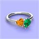 3 - Sasha Heart Shape Citrine & Pear Shape Lab Created Emerald 2 Stone Duo Ring 