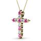 2 - Abella Pink Sapphire and Diamond Cross Pendant 