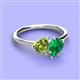 3 - Sasha Heart Shape Peridot & Pear Shape Lab Created Emerald 2 Stone Duo Ring 
