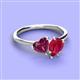 3 - Sasha Heart Shape Rhodolite Garnet & Pear Shape Lab Created Ruby 2 Stone Duo Ring 