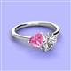 3 - Sasha Heart Shape Lab Created Pink Sapphire & Pear Shape Forever One Moissanite 2 Stone Duo Ring 