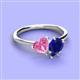 3 - Sasha Heart & Pear Shape Created Pink Sapphire & Created Blue Sapphire 2 Stone Duo Ring 