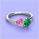 3 - Sasha Heart & Pear Shape Created Pink Sapphire & Created Emerald 2 Stone Duo Ring 