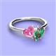 3 - Sasha Heart & Pear Shape Created Pink Sapphire & Created Alexandrite 2 Stone Duo Ring 