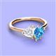 3 - Sasha Heart Shape Lab Created White Sapphire & Pear Shape Blue Topaz 2 Stone Duo Ring 