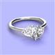 3 - Sasha GIA Certified Pear Shape Diamond & Heart Shape Lab Created White Sapphire 2 Stone Duo Ring 