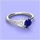 3 - Sasha Heart & Pear Shape Created White Sapphire & Created Blue Sapphire 2 Stone Duo Ring 