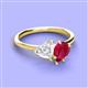 3 - Sasha Heart & Pear Shape Created White Sapphire & Created Ruby 2 Stone Duo Ring 