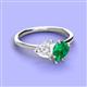 3 - Sasha Heart & Pear Shape Created White Sapphire & Created Emerald 2 Stone Duo Ring 