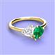 3 - Sasha Heart & Pear Shape Created White Sapphire & Created Emerald 2 Stone Duo Ring 