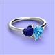 3 - Sasha Heart Shape Lab Created Blue Sapphire & Pear Shape Blue Topaz 2 Stone Duo Ring 