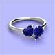 3 - Sasha Heart & Pear Shape Lab Created Blue Sapphire 2 Stone Duo Ring 