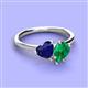 3 - Sasha Heart & Pear Shape Created Blue Sapphire & Created Emerald 2 Stone Duo Ring 