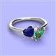 3 - Sasha Heart & Pear Shape Created Blue Sapphire & Created Alexandrite 2 Stone Duo Ring 