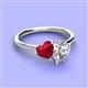 3 - Sasha GIA Certified Pear Shape Diamond & Heart Shape Lab Created Ruby 2 Stone Duo Ring 