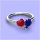 3 - Sasha Heart & Pear Shape Created Ruby & Created Blue Sapphire 2 Stone Duo Ring 