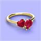 3 - Sasha Heart & Pear Shape Lab Created Ruby 2 Stone Duo Ring 