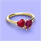 3 - Sasha Heart Shape Lab Created Ruby & Pear Shape Rhodolite Garnet 2 Stone Duo Ring 