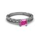 2 - Rachel Classic 5.50 mm Princess Cut Lab Created Pink Sapphire Solitaire Engagement Ring 