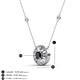 3 - Lillac Iris Round Black Diamond and Baguette White Diamond Milgrain Halo Pendant Necklace with Diamond Stations 