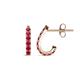 1 - Zena Half Hoop 1.80 mm Round Ruby Huggie Earrings 