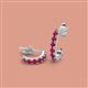 2 - Zena Half Hoop 1.80 mm Round Ruby Huggie Earrings 