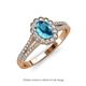 3 - Raisa Desire Oval Shape London Blue Topaz and Round Diamond Halo Engagement Ring 