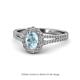 1 - Raisa Desire Oval Shape Aquamarine and Round Lab Grown Diamond Halo Engagement Ring 