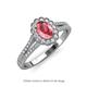 3 - Raisa Desire Oval Shape Pink Tourmaline and Round Lab Grown Diamond Halo Engagement Ring 