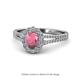 1 - Raisa Desire Oval Shape Rhodolite Garnet and Round Lab Grown Diamond Halo Engagement Ring 