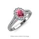 3 - Raisa Desire Oval Shape Rhodolite Garnet and Round Lab Grown Diamond Halo Engagement Ring 