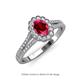 3 - Raisa Desire Oval Shape Ruby and Round Lab Grown Diamond Halo Engagement Ring 