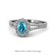 1 - Raisa Desire Oval Shape London Blue Topaz and Round Lab Grown Diamond Halo Engagement Ring 