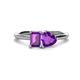 1 - Esther Emerald & Heart Shape Amethyst 2 Stone Duo Ring 