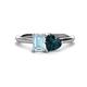 1 - Esther Emerald Shape Aquamarine & Heart Shape London Blue Topaz 2 Stone Duo Ring 