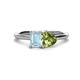 1 - Esther Emerald Shape Aquamarine & Heart Shape Peridot 2 Stone Duo Ring 