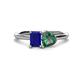 1 - Esther Emerald Shape Lab Created Blue Sapphire & Heart Shape Lab Created Alexandrite 2 Stone Duo Ring 