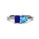 1 - Esther Emerald Shape Lab Created Blue Sapphire & Heart Shape Blue Topaz 2 Stone Duo Ring 